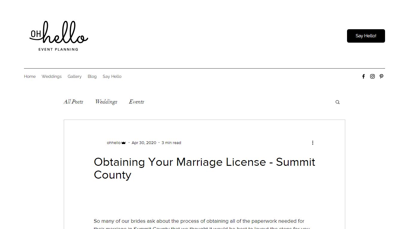 Obtaining Your Marriage License - Summit County - Oh Hello Event Planning